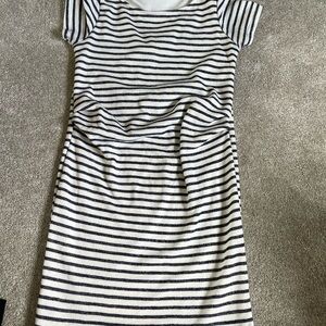 Motherhood Maternity Black and White Ruched Sheath Dress